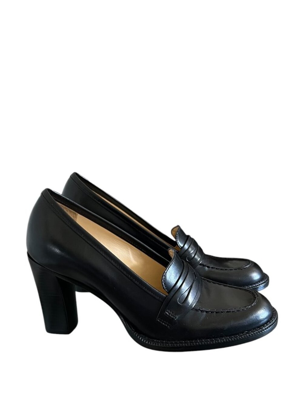 Antonio Melani NEW Leather Heeled Penny Loafer In Black Size 6.5